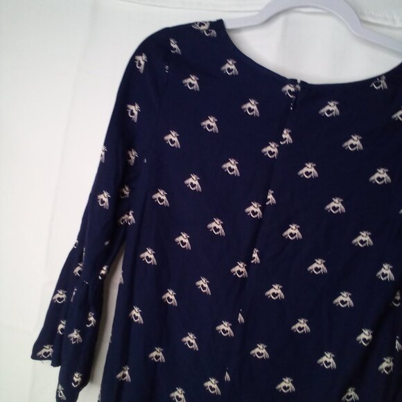 Joules Dress Women 2 Half Bell Sleeve Gardenia Bees With Heart Blue White - Picture 12 of 16